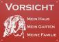 Preview: Aluminium Warnschild Bernhardiner VORSICHT Mein Haus mein Garten meine Familie